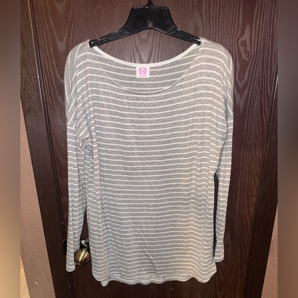 Long Sleeve Grey Striped Shirt